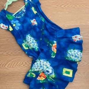 JAMS WORLD HAWAII MAXI  / Blue Floral With Abstract Shapes
